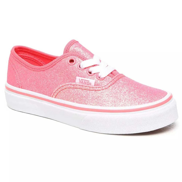 NWT Unisex Vans Shoes Authentic Neon Glitter Pink/Tr Wht Men’s size 5.5 kids
